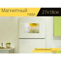 Магнитный пазл "Одуванчик, капли, отражение" на холодильник 27 x 18 см. Lots Prints