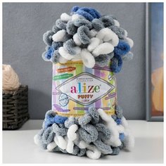 Пряжа "Puffy color" 100 % микрополиэстер 9м/100г (6075), 1шт Alize