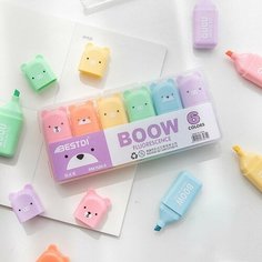 Текстовыделители пастельные, маркеры для скетчинга, фломастеры для рисования плешоп, текстовыделители пастельные набор ассорти, выделители 6 цветов