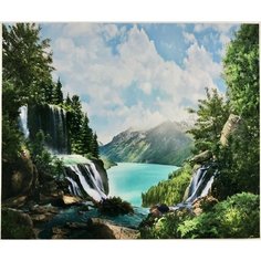 Алмазная мозаика "Горный пейзаж" 40*50, круглые стразы, полная выкладка Hi Stone