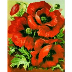 Алмазная мозаика квадратные стразы маки, розы, пионы, 40*50 "натюрморт Подсолнухи с фруктами "полевые цветы, букет. Kakadu