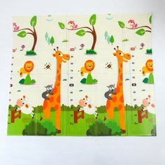 Игровой коврик складной «Паровозик. Жирафик», двусторонний, 200х180x0,9 см, Крошка Я
