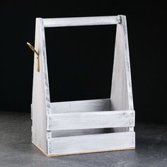 Дарим Красиво Ящик для пива 22,5х15,5х33 см под 6 бутылок, состаренный