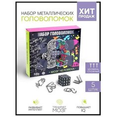 Головоломка металлическая "Мозг человека" набор 5 шт. Pro Market