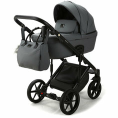 Коляска 2 в 1 Adamex Lumi ECO SA-32 серая кожа, черная рама