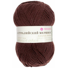 Пряжа Пехорка Австралийский меринос коричневый (251), 95%шерсть мериноса/5%объемный акрил, 400м, 100г, 3шт