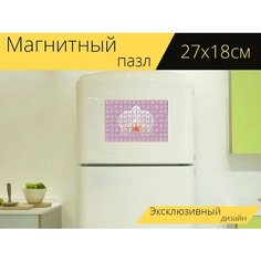Магнитный пазл "Розовый, орхидея, природа" на холодильник 27 x 18 см. Lots Prints
