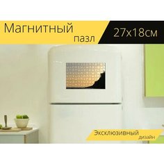 Магнитный пазл "Заход солнца, пляж, силуэт" на холодильник 27 x 18 см. Lots Prints