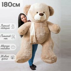 Плюшевый медведь, медвежонок, бежевый мягкий мишка, игрушка Тоффи 180 см Нет бренда