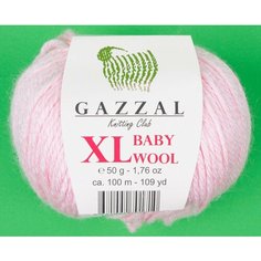 Пряжа Gazzal Baby Wool XL светло-розовый (836), 40%шерсть мериноса/20%кашемирПА/40%акрил, 100м, 50г, 5шт