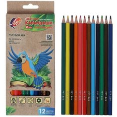 Цветные карандаши 12 цветов ZOO, пластиковые, шестигранные Луч