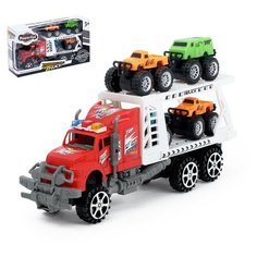 Грузовик инерционный «Перевозчик» с 4 машинами, микс Noname