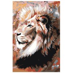Картина по номерам, "Живопись по номерам", 72 x 108, A64, Лев, пушистый, Царь зверей, животное, сила, картина, поп-арт