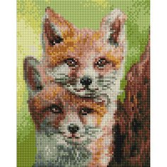 Алмазная мозаика Белоснежка "Лисята" / Набор алмазной мозаики 20х25 см / На холсте / Полная выкладка / Животные / Лисы