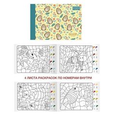 Канц-Эксмо (Listoff, Unnika Land) Альбом для рисования "Ежики в цветах", 16 листов + 4 листа раскрасок по номерам
