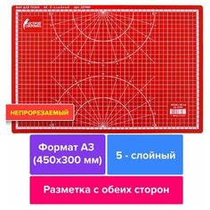 Коврик (мат) для резки остров сокровищ, 5-ти слойный, А3 (450х300 мм), двусторонний, толщина 3 мм, 237444