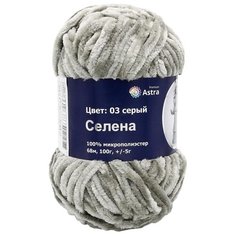 Пряжа Astra Premium Селена, 100г, 68м (100% микрополиэстер) (03 серый), 3 мотка