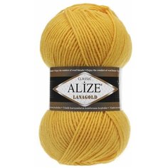 Пряжа Alize Lanagold (Ланаголд) 216 желтый 49% шерсть, 51% акрил 100г 240м 5шт