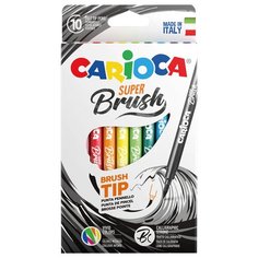 CARIOCA Фломастеры-кисть 10 цветов, Carioca "Super Brush", смываемые, картон, европодвес