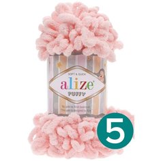Пряжа Alize Puffy, 100 г, 9 м, 5 шт., 340 пудра