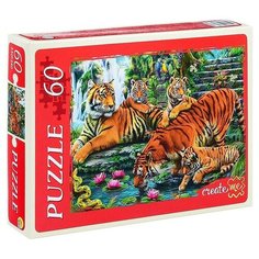 Пазлы "Семейство тигров у водопада", 60 элементов Рыжий кот
