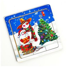 Деревянный пазл Smile Decor Селфи для деда Мороза, головоломка для малышей из 9 деталей, новогодний пазл, развитие мелкой моторики, логики и внимательности