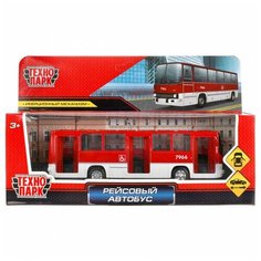 Модель IKABUS-17-RDWH рейсовый автобус, металл, инерция, открываются двери, длина 17 см Технопарк