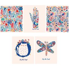 Тетрадь общая, 48л, А5, клетка, 5 шт, на скрепке, Узорчатая, Seventeen, 9780/5