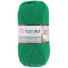 Пряжа YarnArt Merino de Luxe 50 (Ярнарт Мерино де Люкс) Нитки для вязания, 100г, 280м, 50% шерсть 50% акрил, цвет 338 зеленый, 5 шт.