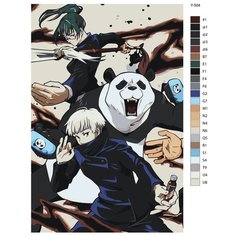 Картина по номерам Y-504 "Маки, Панда, Инумаке. Аниме магическая битва" 40х60 Brushes Paints