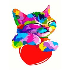 Картина по номерам на холсте Красочный котик (животные, кошки) - 8500 В 30x40