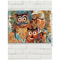 Картина по номерам на холсте Абстрактные совы (узоры, паттерн) - 9093 Г 30x40