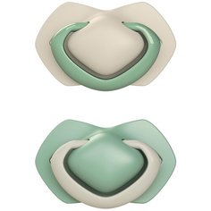 Пустышка силиконовая симметричная Canpol Babies Pure Color 18+ мес., 2 шт., бежевый/салатовый