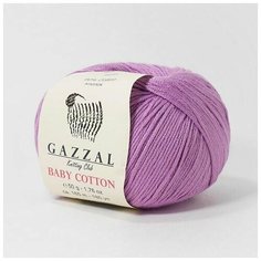 Пряжа Gazzal Baby Cotton (Газзал Беби Коттон) - 10 мотков Сиреневый (3414) 60% хлопок, 40% акрил 165м/50г
