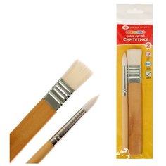 Набор кистей Синтетика 2 штуки ЗХК «Цветик» (круглая d-7мм; плоская b-18мм) Невская палитра
