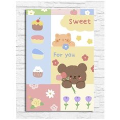 Картина по номерам на холсте зверята (для детей, простые, животные, милота, мишка, котик, цветы, любовь) - 10217 В 20х30