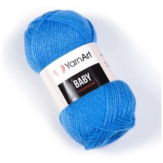 Пряжа для вязания YarnArt Baby (ЯрнАрт Беби) - 5 мотков 600 ярко-голубой, гипоаллергенная для детских изделий, 100% акрил, 150м/50г