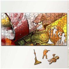 Пазл из дерева с фигурками, 230 деталей, 46х23 см игры Earthworm Jim Earthworm Jim, Червяк Джим, платформер, приключения, Sega, 16 bit, ретро - 5365 Puzzle Wood