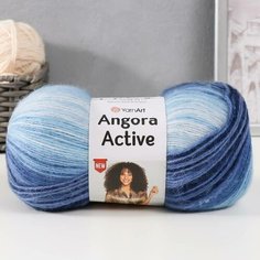 Пряжа "Angora Active" 25% мохер, 75% акрил 500м/100гр (842 син-гол-бел) Yarn Art