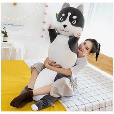 Мягкая игрушка - подушка собака Хаски длинная. Длина 130 см. Мягкая собака Хаски обнимашка антистресс. Собака багет толстый. Toys Shop
