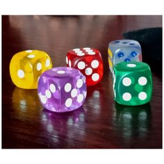 Кости кубики игральные 5 штук Прозрачные 14мм в мешочке для покера и настольных игр Китай