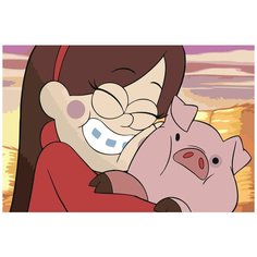 Картина по номерам на холсте с подрамником ЖПН "Gravity Falls Гравити Фолз: Мейбл и Пухля" Раскраска 40x60 см, Мультфильмы Аниме