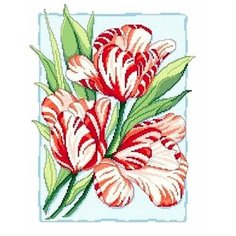 Набор для вышивания Сделано с любовью "Пестрые тюльпаны" 30x40 см, Цветы