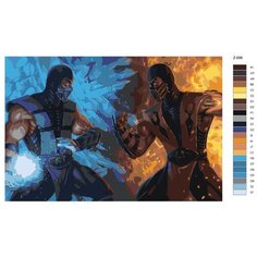 Картина по номерам Z696 "Саб Зиро и Скорпион- Мортал Комбат(Mortal Combat) 60x90 Brushes Paints
