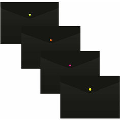 Конверт на кнопке Бюрократ Black Opal BLPK803A4/1 A4 пластик 0.18мм черный (упак:4шт)