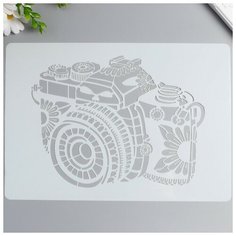 Трафарет пластик "Фотоаппарат цветочный" 29,7х21 см Noname