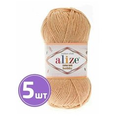 Пряжа для вязания крючком, спицами Alize Ализе Cotton Gold Hobby средняя, xлопок/aкрил, цвет 446 пыльная роза, 5 шт. по 50 г, 165 м