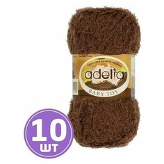Пряжа для вязания крючком, спицами Adelia Аделия BABY TOY плюшевая, тонкая, нейлон 100%, цвет 07, коричневый, 10 шт. по 50 г, 255 м