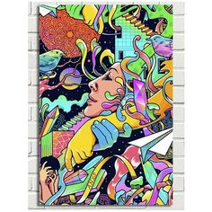 Картина по номерам Хиппи арт (психоделика, девушка, маска) - 8316 В 60x40