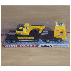 Автовоз с экскаватором желтый 45 см Необычные игрушки